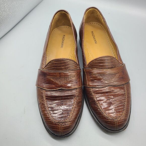 Magnanni  Raul men shoe genuine lizard skin penny loafer Spain cognac Sz 9 main image 11